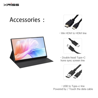 Toptan 15.6 Inç Portatif Monitör FHD 4K Dokunmatik dokunmaz Ekran Portatif Monitör Type-c Port HDMI ile
