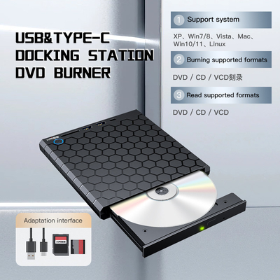 Dış CD DVD Yıkıcı USB 3.0 USB C CD-RW sürücüsü DVD-RW Yıkıcı Yazıcı